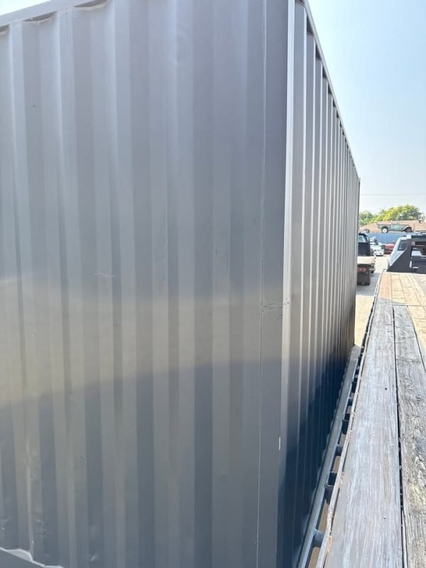 20ft Used Shipping Container – Matte Black w/ 12’ Side Roll-Up Door