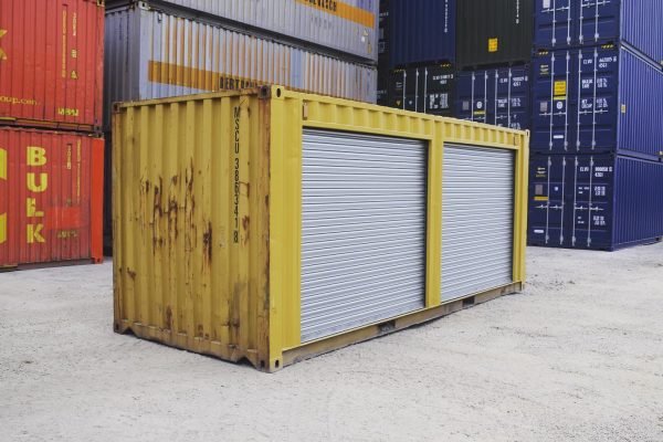 67874442_2535082563252377_1332365272593465344_n Yellow 20ft Used Container – Dual Side Roll-Up Doors