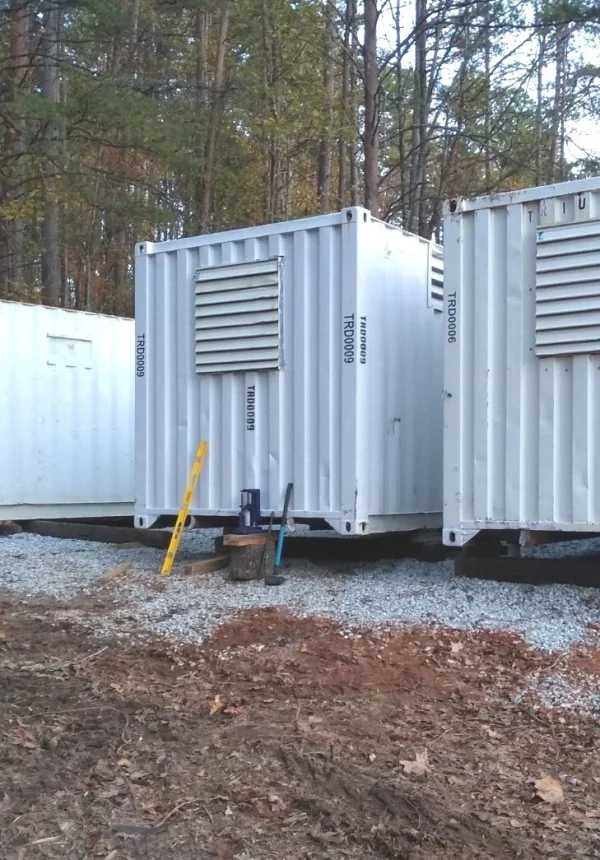 40 ft Container Shop – Climate Controlled Office + Inventory Storage  Racking