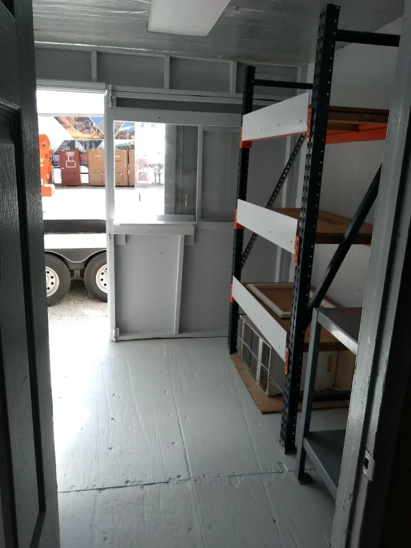 40 ft Container Shop – Climate Controlled Office + Inventory Storage  Racking